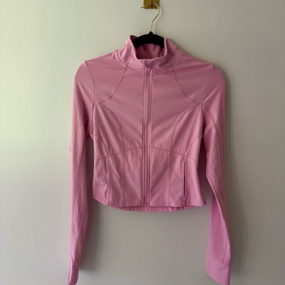 Fabletics Pink Cropped Jacket with High Neckline